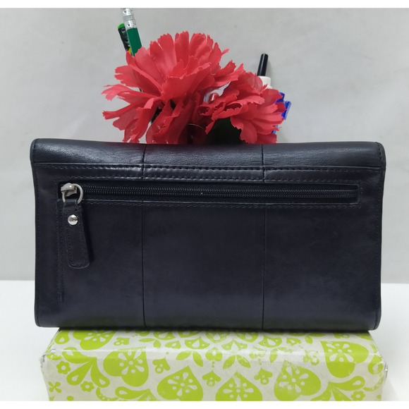 Coach Kristin Black Leather Flap Closure Credit Card ID Window Trifold Wallet - Picture 2 of 16